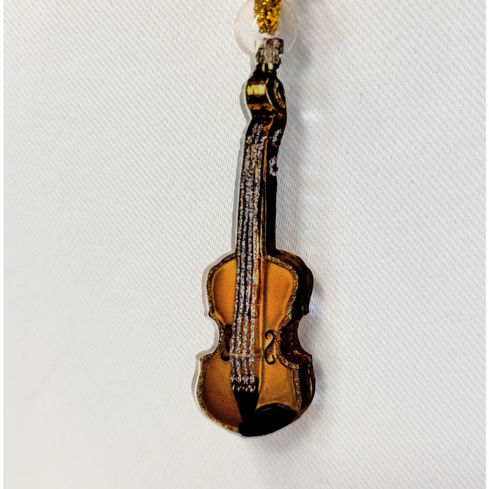 Mini Violin‎ Ornament Brown Gold String Musical Instrument Christmas Decor Tree